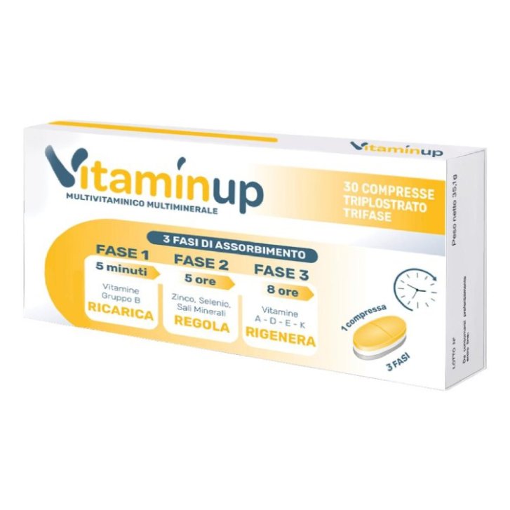 Vitaminup Integratore Multivitaminico e Multiminerale con Tecnologia Tristrato-Trifase 30 Compresse - Nutrisens Italia Sbrl