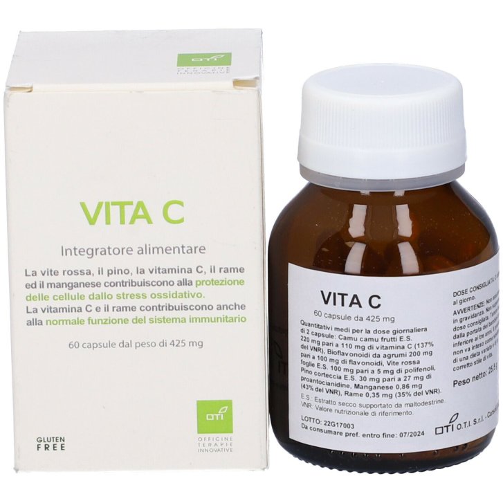 Vita C Integratore Alimentare con Vitamina C Camu Camu Vite Rossa Pino 60 Capsule - OTI