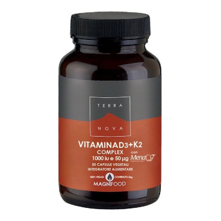 Terranova Vitamina D3 + K2 Complex Integratore per Ossa e Cuore 50 Capsule - Terranova