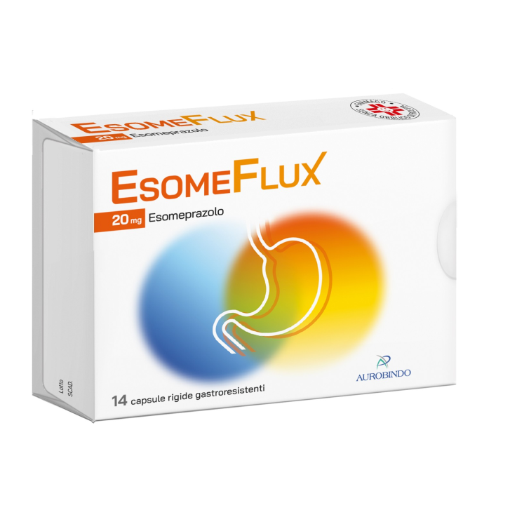 Esomeflux 14 Capsule Gastroresistenti 20mg per Sintomi da Reflusso - Aurobindo Pharma Italia Srl