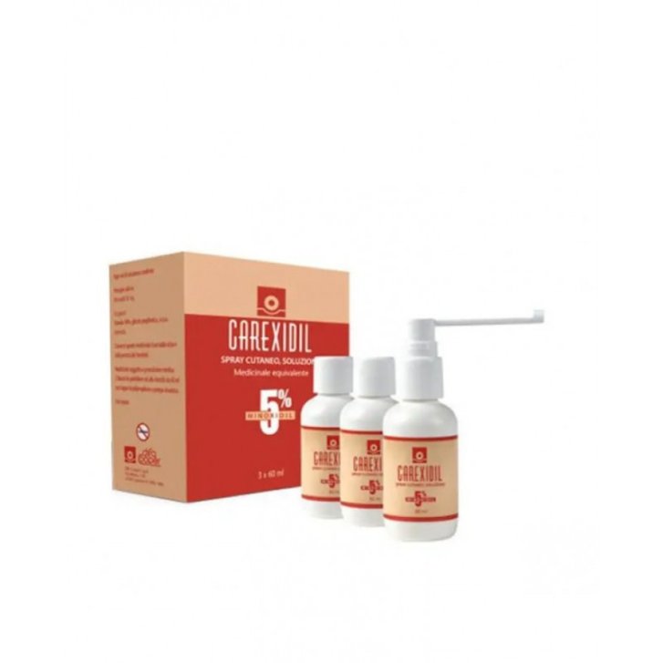 Carexidil Spray Cutaneo Soluzione Minoxidil 5% Anticaduta Alopecia Androgenica 3 Flaconi x 60ml - Difa Cooper Carexidil Spray Cutaneo Soluzione Minoxidil 5% Anticaduta Alopecia Androgenica 3 Flaconi x 60ml - Difa Cooper