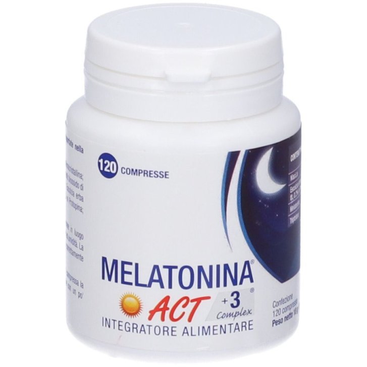 Melatonina Act +3 Complex Integratore Sonno con Escolzia e Triptofano 120 Compresse - F&F Melatonina Act +3 Complex Integratore Sonno con Escolzia e Triptofano 120 Compresse - F&F