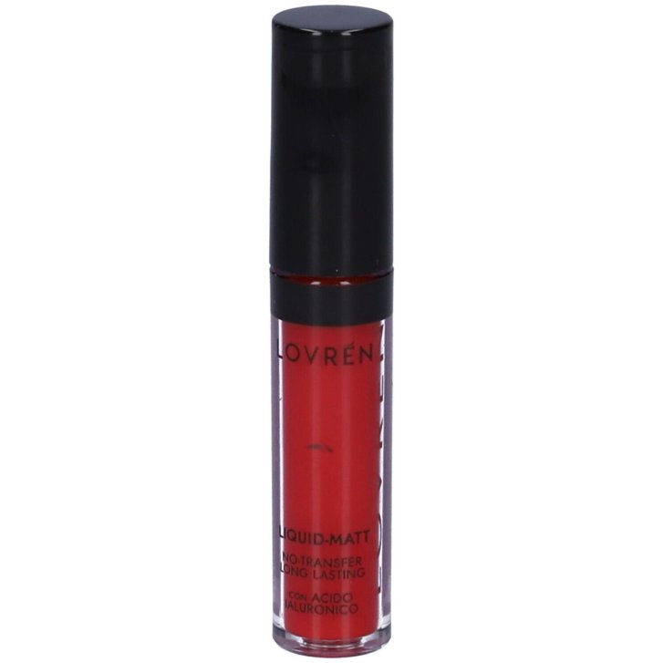 Rossetto Liquido Opaco Rosso Intenso Long Lasting con Acido Ialuronico e Olio di Avocado 3,5 ml - Lovren