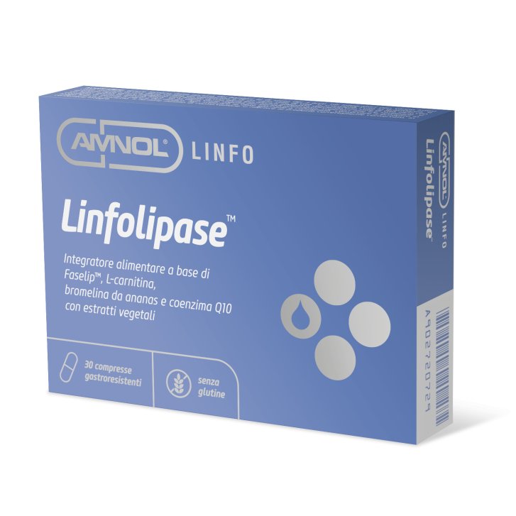 Linfolipase Integratore Drenante con L-Carnitina Bromelina e Coenzima Q10 30 Compresse Gastroresistenti - Amnol Linfolipase Integratore Drenante con L-Carnitina Bromelina e Coenzima Q10 30 Compresse Gastroresistenti - Amnol
