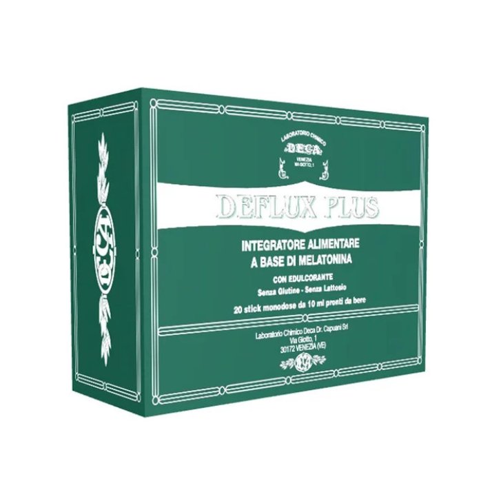 Deflux Plus Integratore Digestione con Melatonina e Acido Ialuronico Senza Glutine e Lattosio 20 Stick - Deca Laboratorio Chimico