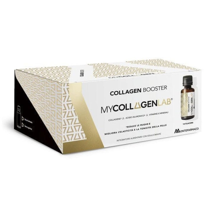 MYCOLLAGENLAB Collagen Booster Integratore con Collagene Marino Acido Ialuronico e Biotina 14 Flaconcini da 25ml - Montefarmaco