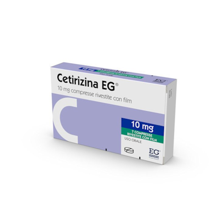 Cetirizina EG Farmaco Antistaminico Rinite Allergica e Orticaria 10mg 7 Compresse Rivestite - EG SpA Cetirizina EG Farmaco Antistaminico Rinite Allergica e Orticaria 10mg 7 Compresse Rivestite - EG SpA