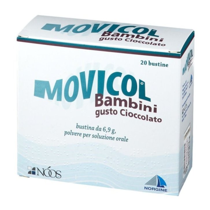 Movicol Bambini Lassativo Gusto Cioccolato per Stitichezza Cronica 2-11 Anni 20 Bustine 6,9g - Norgine