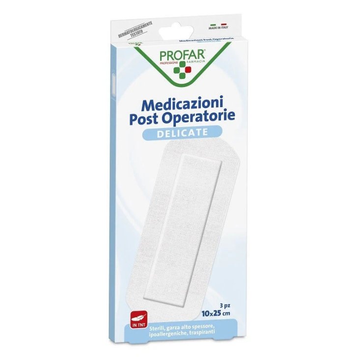 Medicazione Post Operatoria Sterile Garza Antiaderente TNT 10x25 cm 3 Pezzi - Profar