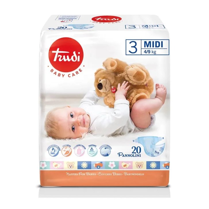 Trudi Baby Care Pannolini Bambini Taglia Midi 4-9 kg 20 Pezzi - Trudi Trudi Baby Care Pannolini Bambini Taglia Midi 4-9 kg 20 Pezzi - Trudi