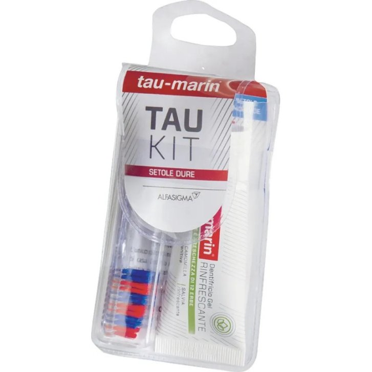 Tau Kit Spazzolino da Viaggio Richiudibile Setole Dure con Dentifricio Gel Rinfrescante - Taumarin