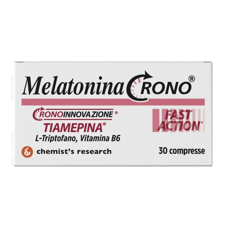 Melatonina Crono Integratore Sonno con Tiamepina L-Triptofano e Vitamina B6 30 Compresse - Chemist\'s Research Melatonina Crono Integratore Sonno con Tiamepina L-Triptofano e Vitamina B6 30 Compresse - Chemist\'s Research