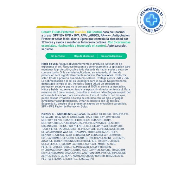 CeraVe Fluido Protezione Solare Oil Control Invisibile SPF 50+ Anti-Lucidità Viso 50ml - CeraVe