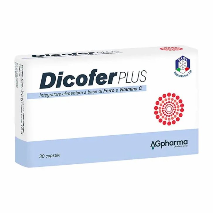 Dicofer Plus Integratore di Ferro e Vitamina C Senza Glutine 30 Capsule - AG Pharma