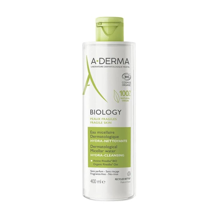 Biology Acqua Micellare Dermatologica Struccante e Idratante per Pelli Fragili 400ml - A-Derma