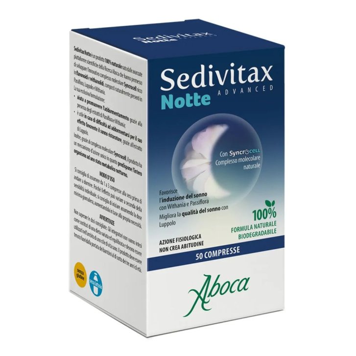 Sedivitax Notte Advanced Integratore Sonno con Passiflora Luppolo e Withania 50 Compresse - Aboca Sedivitax Notte Advanced Integratore Sonno con Passiflora Luppolo e Withania 50 Compresse - Aboca