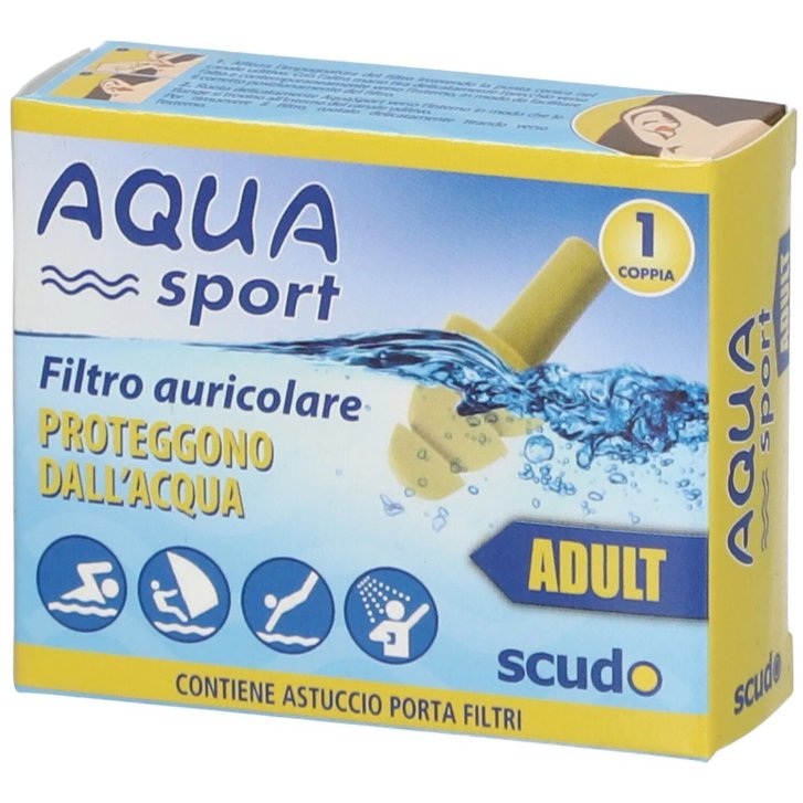 Scudo Aqua Sport Tappi Auricolari Adulti Protezione Acqua e Rumore Taglia L 1 Coppia - Pasquali
