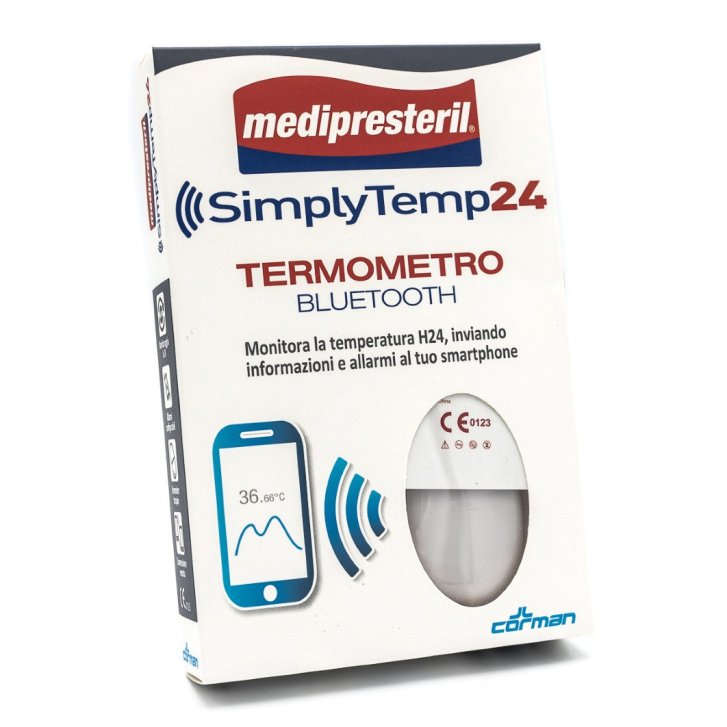 SimplyTemp24 Termometro Bluetooth Monitoraggio Continuo Temperatura Corporea con App Dedicata - Corman SimplyTemp24 Termometro Bluetooth Monitoraggio Continuo Temperatura Corporea con App Dedicata - Corman