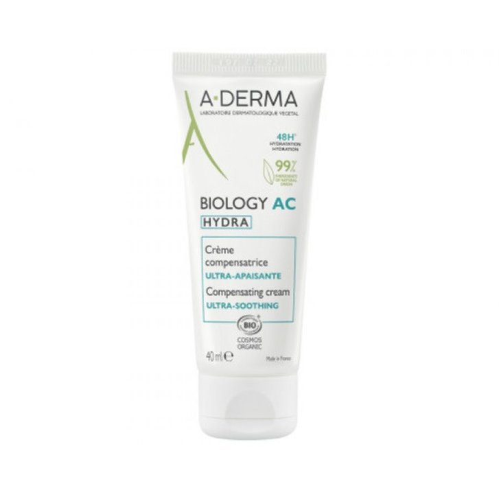 Biology AC Hydra Crema Viso Compensatrice Lenitiva Pelle Grassa Acneica 40ml - A-Derma