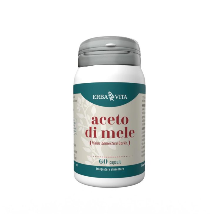 Aceto di Mele Integratore Alimentare Depurativo per Digestione e Colesterolo 60 Capsule da 550mg - Erba Vita
