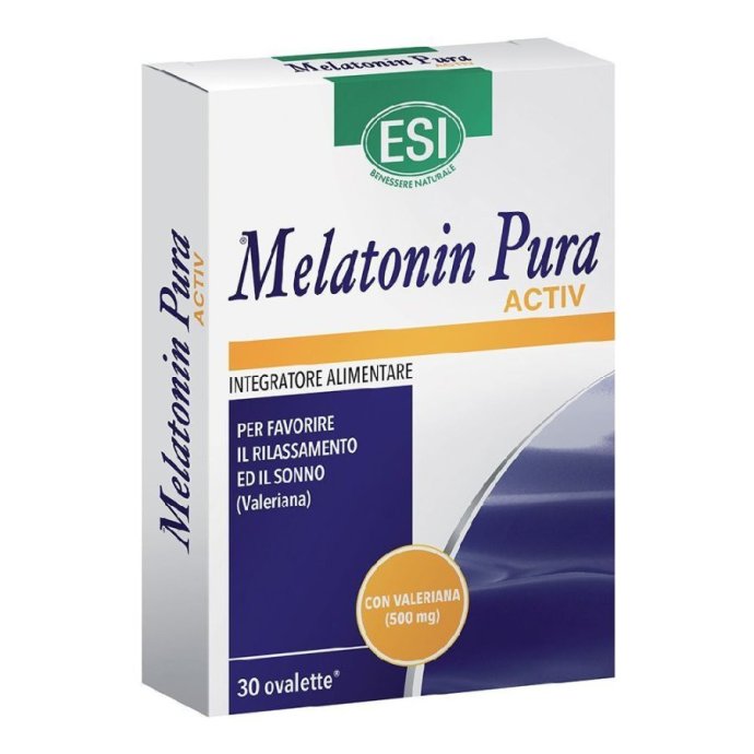 Melatonin Pura Activ Integratore per il Sonno con Valeriana 30 Ovalette - ESI Melatonin Pura Activ Integratore per il Sonno con Valeriana 30 Ovalette - ESI