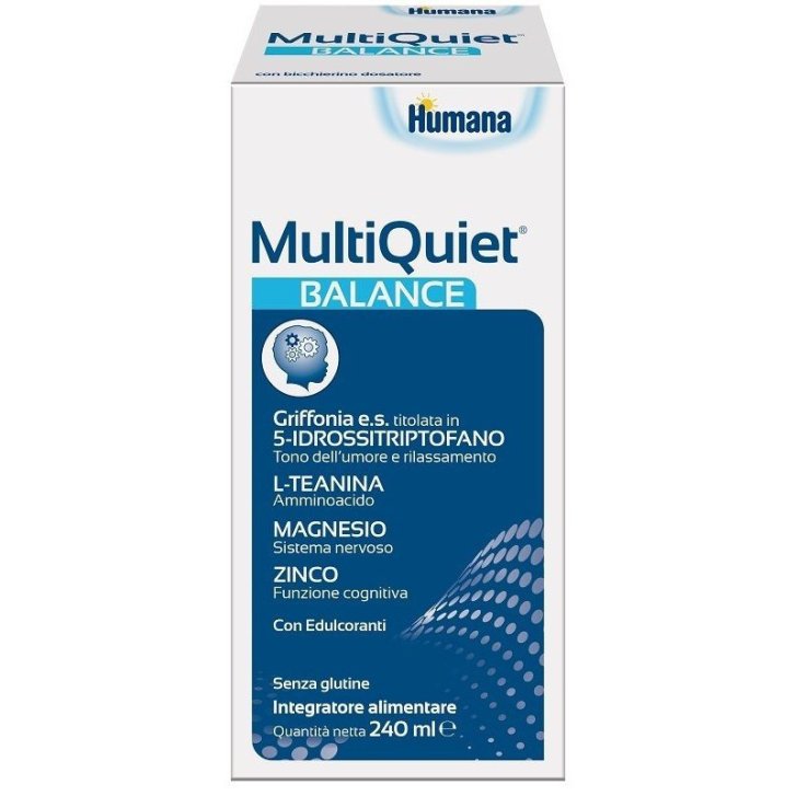 MultiQuiet Balance Integratore Umore e Relax con Griffonia 5-HTP Magnesio e Zinco 240ml - Humana MultiQuiet Balance Integratore Umore e Relax con Griffonia 5-HTP Magnesio e Zinco 240ml - Humana