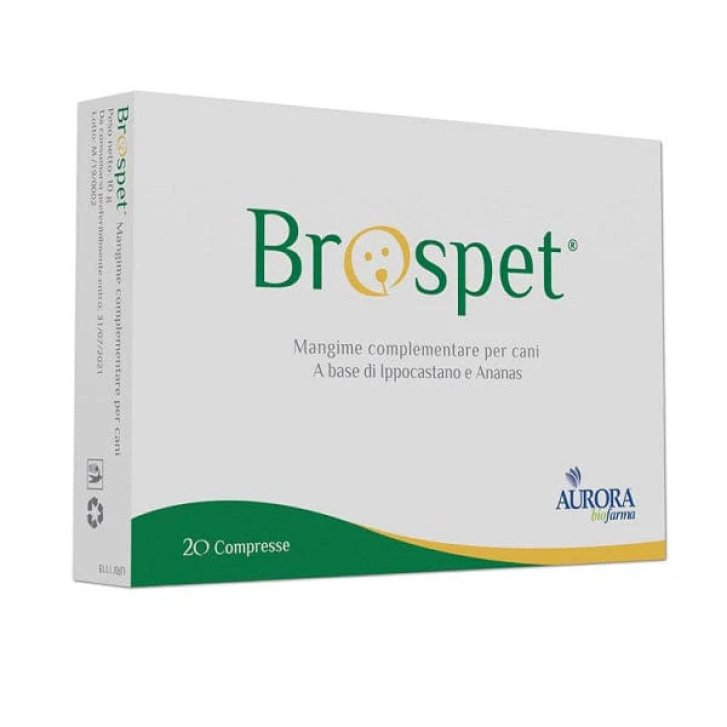 Brospet Mangime Complementare per Cani Drenaggio con Ippocastano e Ananas 20 Compresse - Aurora Biofarma Brospet Mangime Complementare per Cani Drenaggio con Ippocastano e Ananas 20 Compresse - Aurora Biofarma