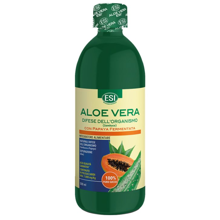 Aloe Vera Succo con Papaya e Sambuco per Difese Organismo 500ml - ESI Aloe Vera Succo con Papaya e Sambuco per Difese Organismo 500ml - ESI