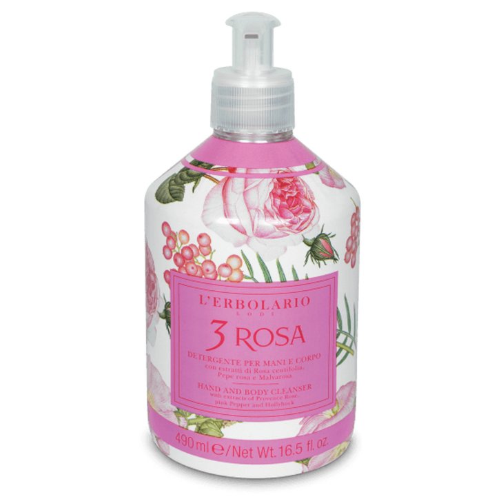 3 Rosa Foglie Detergente Mani e Corpo 490ml Edizione Limitata - L\'Erbolario
