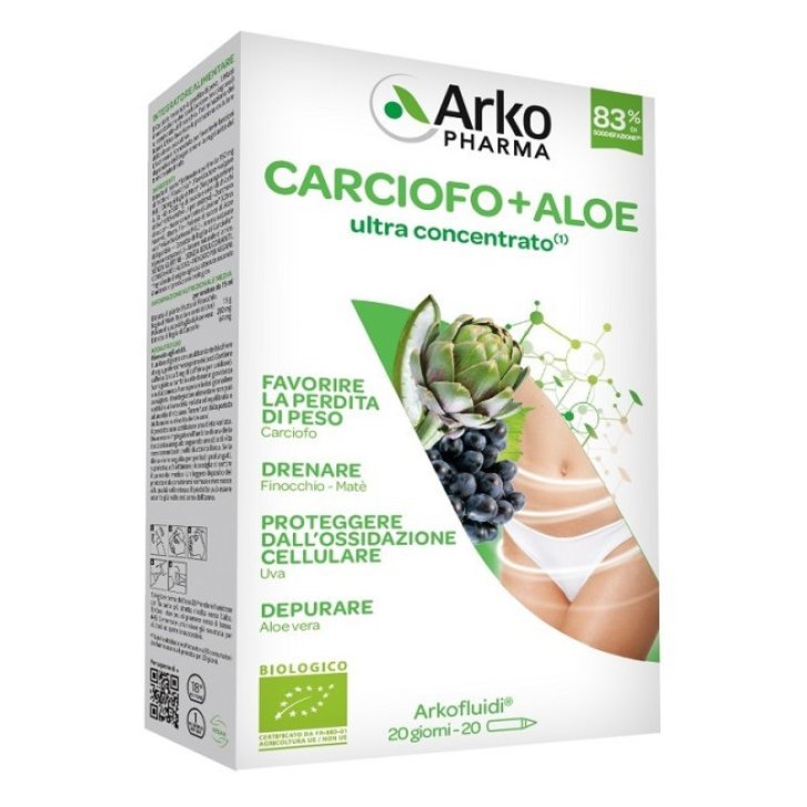 Arkofluidi Carciofo e Aloe Vera Integratore Drenante Depurativo Biologico 20 Flaconcini - Arkopharma