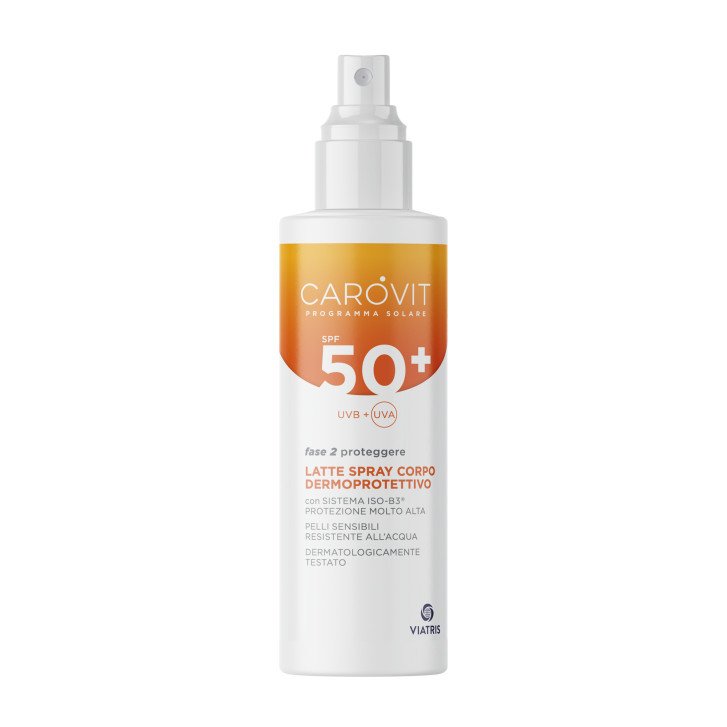 Carovit Solare Latte Spray Corpo Dermoprotettivo SPF 50+ Resistente all\'Acqua 200 ml - CAROVIT