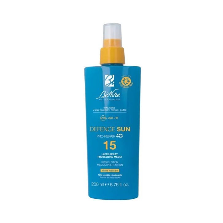 Defence Sun Latte Spray Solare SPF15 Protezione Media per Pelli Sensibili 200ml - Bionike