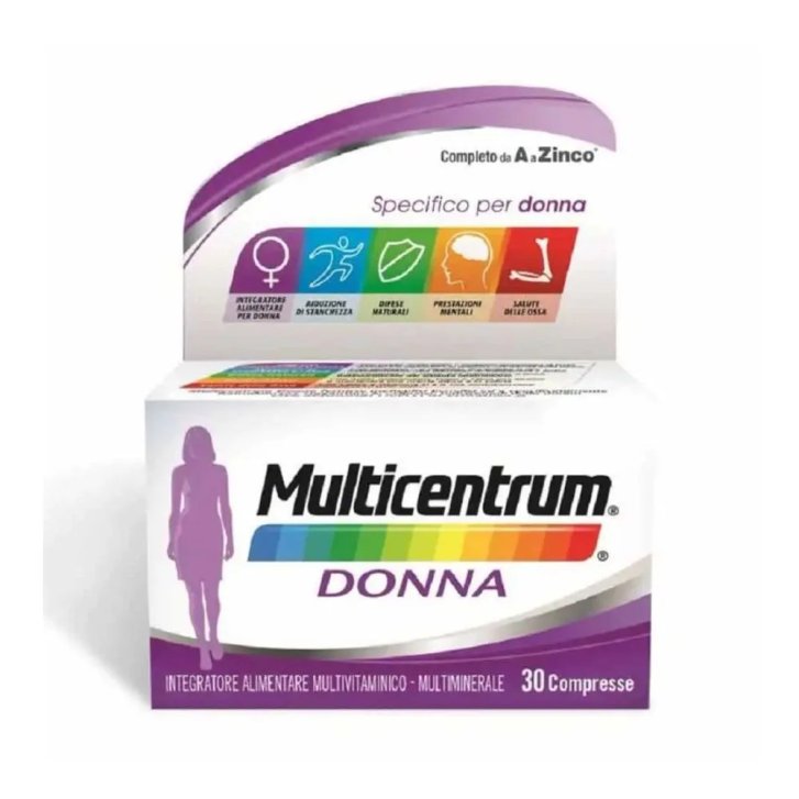 Multicentrum Donna Integratore Multivitaminico Multiminerale con Vitamina D Calcio Ferro e Acido Folico 30 Compresse - Multicentrum Multicentrum Donna Integratore Multivitaminico Multiminerale con Vitamina D Calcio Ferro e Acido Folico 30 Compresse - Multicentrum