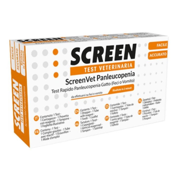 ScreenVet Test Rapido Panleucopenia Felina (FPV Ag) da Feci o Vomito del Gatto 1 Test - Screen Italia