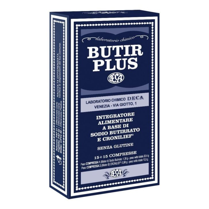 Butir Plus Integratore Benessere Intestinale Sodio Butirrato e CRONILIEF Senza Glutine 15+15 Compresse - DECA LABORATORIO CHIMICO Butir Plus Integratore Benessere Intestinale Sodio Butirrato e CRONILIEF Senza Glutine 15+15 Compresse - DECA LABORATORIO CHIMICO