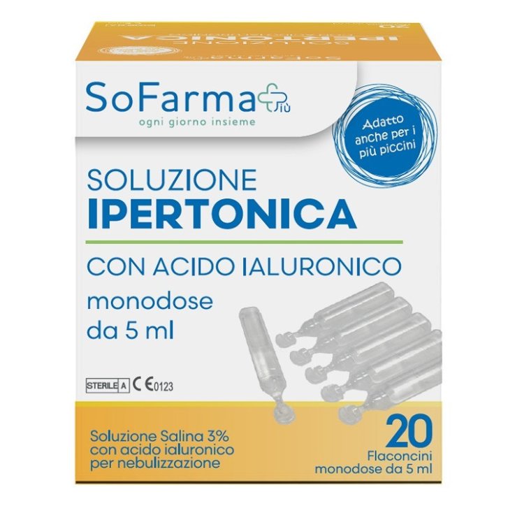 Soluzione Ipertonica 3% Dispositivo Medico con Acido Ialuronico Senza Conservanti 20 Flaconcini 5ml - Sofarmapiù Soluzione Ipertonica 3% Dispositivo Medico con Acido Ialuronico Senza Conservanti 20 Flaconcini 5ml - Sofarmapiù
