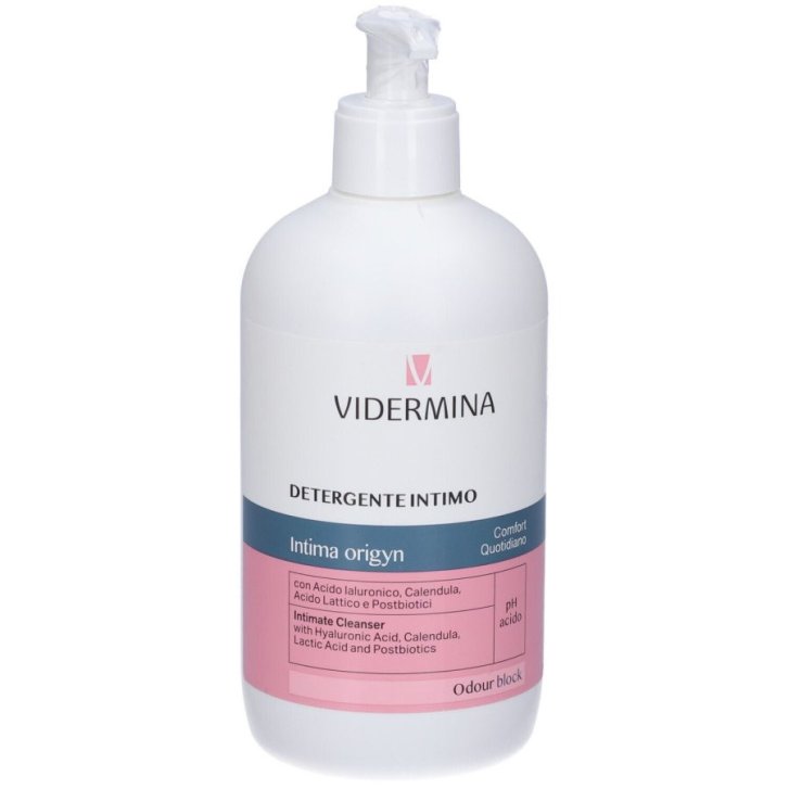 Vidermina Intima Detergente Intimo pH 4,0 con Postbiotici Calendula e Acido Ialuronico 500 ml - Vidermina