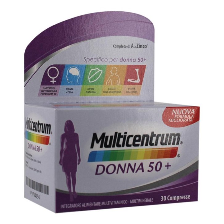 Multicentrum Donna 50+ Integratore Multivitaminico e Multiminerale con Vitamina D e Calcio 30 Compresse - Multicentrum Multicentrum Donna 50+ Integratore Multivitaminico e Multiminerale con Vitamina D e Calcio 30 Compresse - Multicentrum