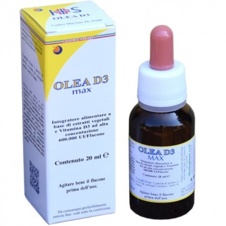 Olea D3 Max Integratore Vitamina D3 1000 UI Gocce Senza Glutine 20ml - Herboplanet