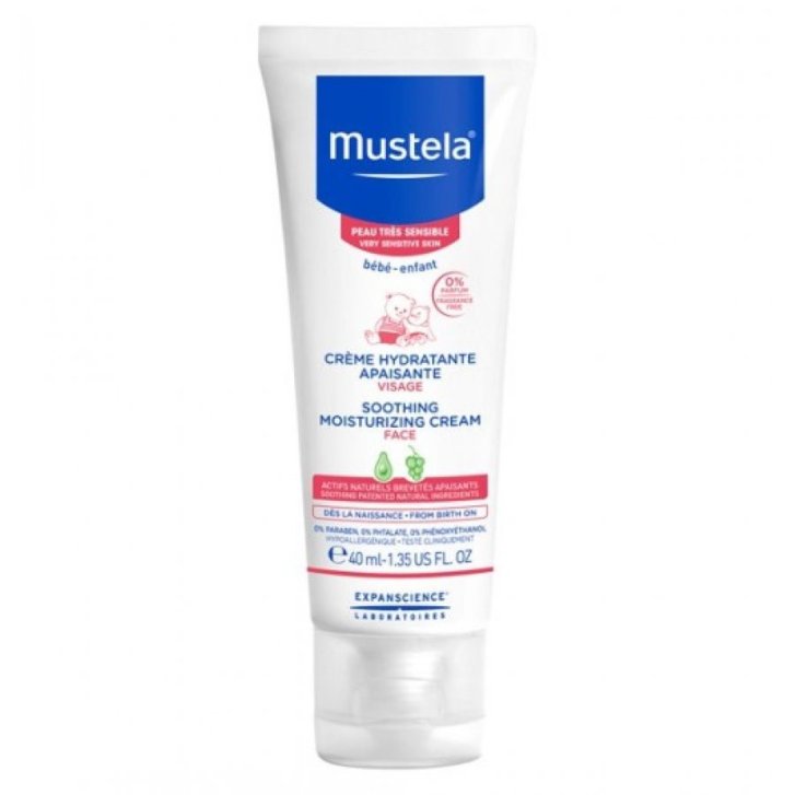 Mustela Crema Viso Idratante Lenitiva per Neonati e Bambini Pelle Ipersensibile Senza Profumo 40ml - Mustela