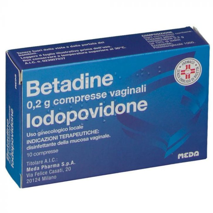 Betadine Compresse Vaginali Disinfettante Mucosa Vaginale Iodopovidone 200mg 10 Compresse - Betadine