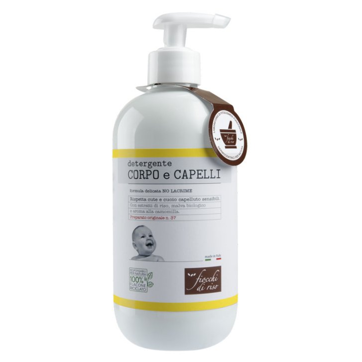 Fiocchi di Riso Detergente Corpo e Capelli alla Camomilla No Lacrime con Estratti di Riso e Malva Biologica 400 ml - Fiocchi di Riso Fiocchi di Riso Detergente Corpo e Capelli alla Camomilla No Lacrime con Estratti di Riso e Malva Biologica 400 ml - Fiocchi di Riso