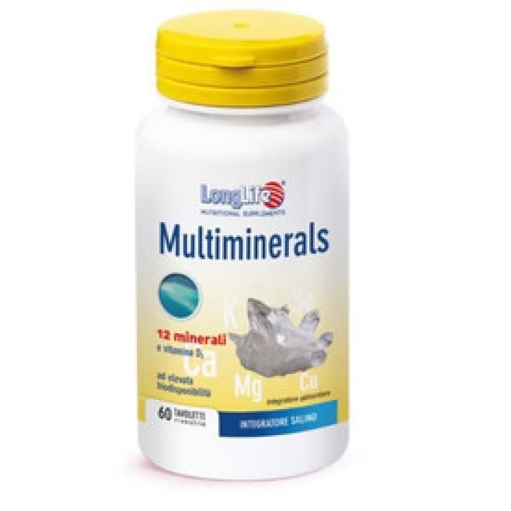 Multiminerals Integratore Sali Minerali con 12 Minerali e Vitamina D3 60 Tavolette - LongLife Multiminerals Integratore Sali Minerali con 12 Minerali e Vitamina D3 60 Tavolette - LongLife