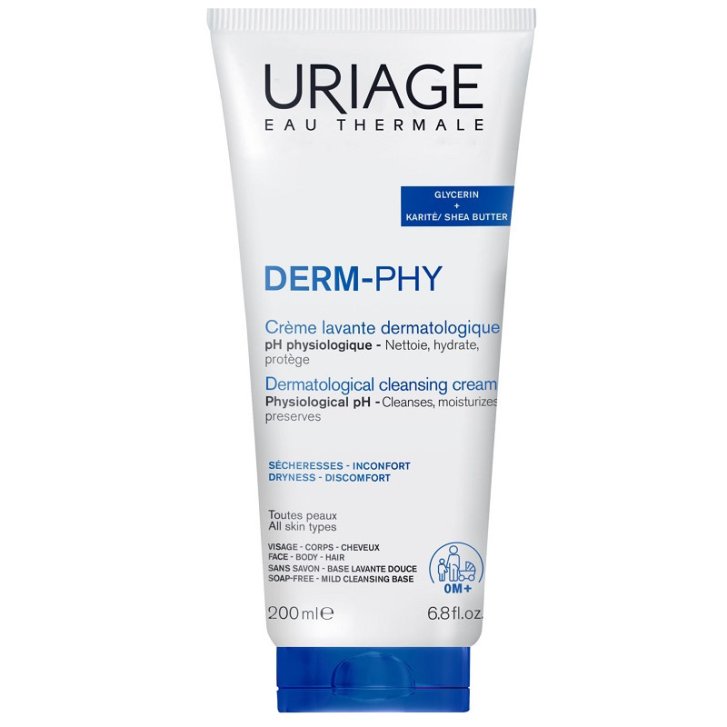 Uriage Derm-Phy Crema Lavante Detergente Viso Corpo Capelli Idratante Senza Sapone 200ml - Uriage