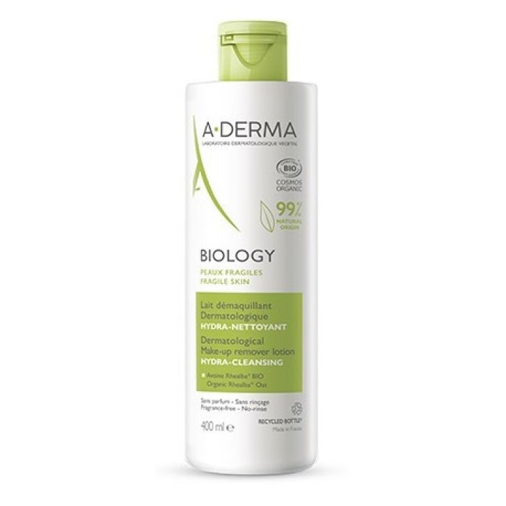 Biology Latte Struccante Dermatologico Idra-Detergente Pelli Fragili con Avena Rhealba BIO 400ml - A-Derma