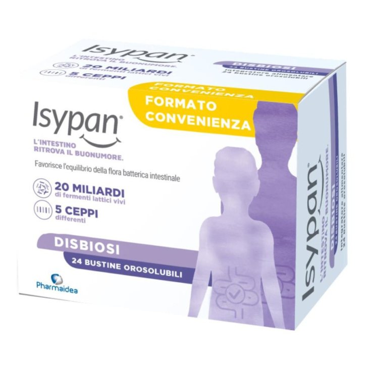 Isypan Probiotik Integratore Fermenti Lattici con Prebiotici FOS e Succo di Carota Viola Senza Glutine e Lattosio 24 Bustine Orosolubili - Pharmaidea