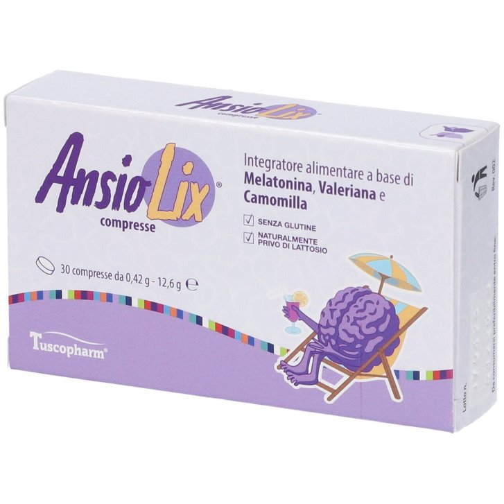 Ansiolix Integratore Sonno e Rilassamento con Melatonina Valeriana e Camomilla 30 Compresse - Tuscopharm