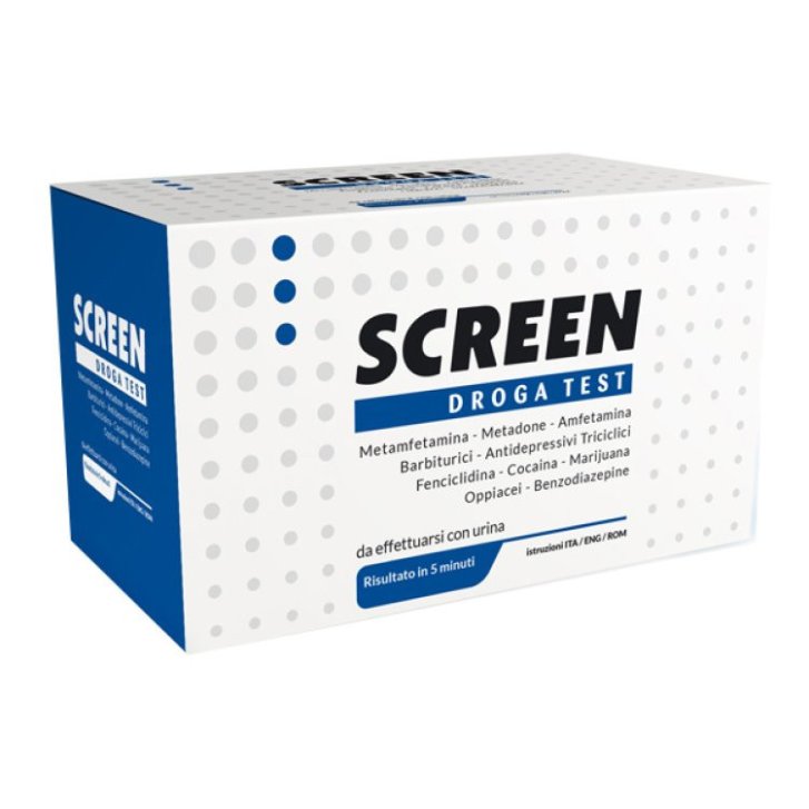Screen Droga Test Urina 10 Sostanze Rilevate Test Rapido Immunocromatografico Kit con Contenitore - Screen Italia