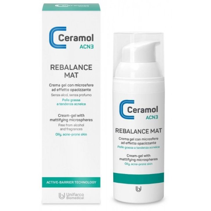Ceramol Rebalance Mat Crema Gel Opacizzante Pelle Grassa e Acneica 50 ml - Unifarco