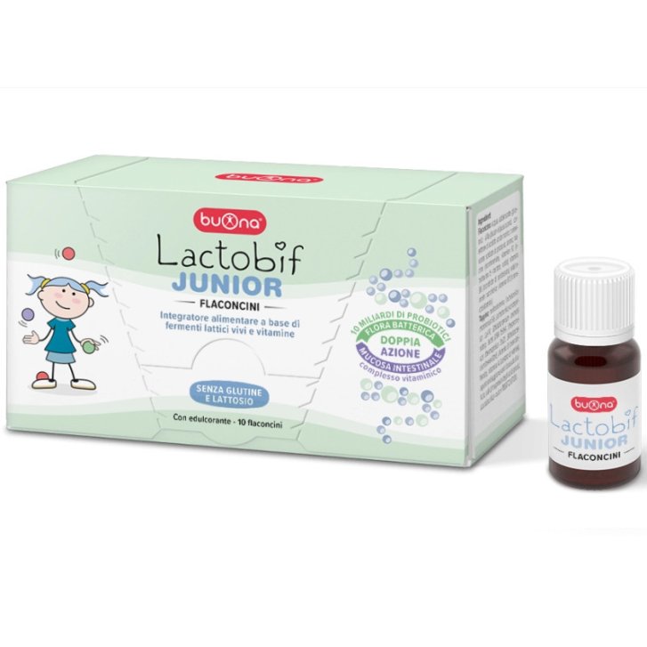 Lactobif Junior Integratore Alimentare per Bambini con Fermenti Lattici Vivi e Vitamine 10 Flaconcini da 10 ml - Buona SpA SOCIETA\' BENEFIT